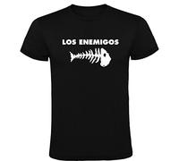 Camiseta Negra con Logotipo de Los Enemigos Hombre 100% Algodón Tallas S M L XL XXL Mangas Cortas (L)
