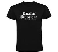 Camiseta Negra con Logotipo de Parálisis Permanente Hombre 100% Algodón Tallas S M L XL XXL Mangas Cortas (XXL)