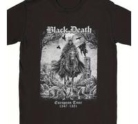 Camiseta negra de la muerte para hombre, Tour Europeo 1347-1351 - de horror Heavy Metal - Cuello para usar todo el año, ideal para conciertos, Halloween y festivales de - Lavable a máquina