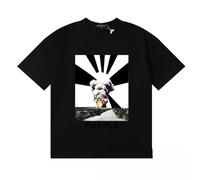 Camiseta Negra De Los Hombres, Llama Delantera Gráfica Y Texto Trasero con Escudo - En Forma De Coche Y Humo Impresión Gráfica, Texto, Cuello De Tripulación Camiseta De Manga Corta,-color01||s