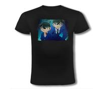 Camiseta Negra Detective Conan Anime Serie Personajes Moda Verano Tshirt