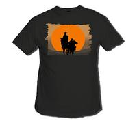 Camiseta Negra Don QUIJOTE Y Sancho Panza Moda Verano Tshirt