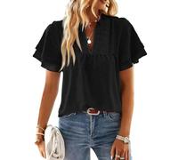 Camiseta Negra Mujer, Encaje Camisetas Blusas Blusa Lentejuelas, Algodon Transparentes Blanca Tops Fiesta, Brillante Tul Tirantes Larga Body Jersey Negro Camisa Fiesta Mujer L