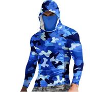 Camiseta negra para hombre, camiseta de pesca al sol para hombre de 50 años en adelante, sudadera con capucha de manga larga con gráfico de protección, camiseta de senderismo, azul, 5XL