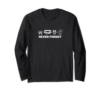 Camiseta Never Forget Retro para hombre de los 80, 90 o 2000 Manga Larga