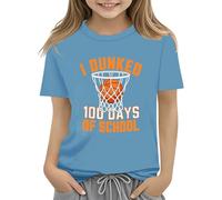 Camiseta niña,100th Day of School Celebration For Girls and Boys Kids T Shirts Fun Colorful Numbers Toy Truck Blusa Mujer Manga Larga (Light Blue, 6-7 Years)