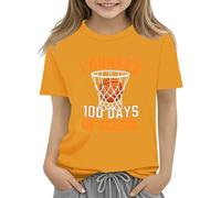 Camiseta niña,100th Day of School Celebration For Girls and Boys Kids T Shirts Fun Colorful Numbers Toy Truck Blusa Mujer Manga Larga (Yellow, 10-11Years)