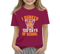 Camiseta niña,100th Day of School Celebration For Girls and Boys Kids T Shirts Fun Colorful Numbers Toy Truck Blusa Mujer Manga Larga (Watermelon Red, 4-5 Years)