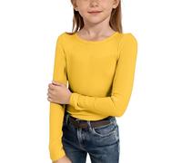 Camiseta niña,Camiseta Amarilla niña,Camisa de Manga Larga para s, Cuello, Ajustado, Informal de Punto Acanalado El Topo Quería Saber Quién Había Aquello En Su Cabeza (Yellow, 7-8 Years)