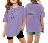 Camiseta NiñA Camiseta Estampada gráfica de niñas Top Casual Ligero con Cuello diseño Moderno Juvenil Uso Cotidiano Primavera Verano cómoda Alegre y Encantadora (Light Purple, 160)