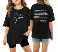 Camiseta NiñA Camiseta Estampada gráfica de niñas Top Casual Ligero con Cuello diseño Moderno Juvenil Uso Cotidiano Primavera Verano cómoda Alegre y Encantadora (Black, 130)