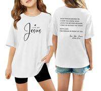 Camiseta NiñA Camiseta Estampada gráfica de niñas Top Casual Ligero con Cuello diseño Moderno Juvenil Uso Cotidiano Primavera Verano cómoda Alegre y Encantadora (White, 130)