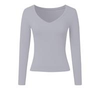 Camiseta NiñA Camiseta Larga con Cuello en V para niñas Grandes preadolescentes Transpirable y Ligera para Uso Diario Casual (Light Gray, 9-10 Years)