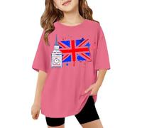 Camiseta NiñA Camiseta Manga Corta para niñas con Estampado Día Nacional Británico diseño Holgado Cuello Ideal Primavera Verano Estilo Casual cómodo Uso Diario Escolar al Libre (9-10 Years)