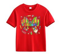 Camiseta niña,Girls and Boys Casual Short Sleeved T Shirt 1 Days of School Opening 1 Days Anniversary Personality Loose Short Sleeved Top Mujer Manga Larga (Red, 12-13 Years)