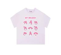 Camiseta niña Hello Kitty, My Melody Top niños de Manga Corta, Boxy Camisetas niña Morada 10-11 Años