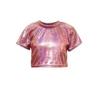 Camiseta Niña,Mis Pedidos Camisetas de Verano Manga Corta Brillante Moda Láser Top Niña Corto Cuello Redondo Color Sólido Tops Adolescente Brillo Blusa Que Deja Ver La Cintura Disfraces Chica