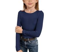 Camiseta niña,Ropa niña,Camisa de Manga Larga para s, Cuello, Ajustado, Informal de Punto Acanalado El Topo Quería Saber Quién Había Aquello En Su Cabeza (Navy, 7-8 Years)
