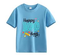 Camiseta niña,Spring and Autumn New Fashionable Cute Print Comfortable Version of The Girls Printed T Shirt Gel Top (Light Blue, 8-9 Years)