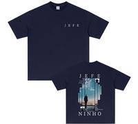 Camiseta Ninho Jefe Album Vintage Gráfica | Hombre Oversize Hip Hop Streetwear Algodón para Fans-Blue||x_l