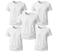 Camiseta niño básica Manga Corta - Camiseta Blanca niño 100% algodón -, Punto Liso 155 g/m² - Pack 1, 5 o 10 Unidades, Uso Diario o Colegio (FR/ES, Edad, 9 años, 10 años, Regular, 5, Blanco)