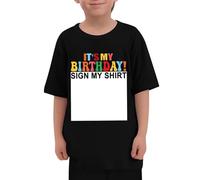 Camiseta Niño- Camisetas 2/3años Informal y cómoda Verano s y s Ideal Fiestas cumpleaños familias y Uso Informal Manga Corta y Cuello Redondo (Black 8-9Y)