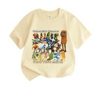 Camiseta Niño Italian Brain AI Animal Anime Tralalelo Tralala Tung Tung Tung Sahur Camiseta Top de Manga Corta Estampada Niño,Flesh,150cm
