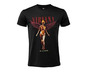 Camiseta Nirvana in Utero. Camiseta Oficial Rock Algodón Negro Unisex Adulto Niño. (L)