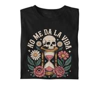 Camiseta No me da la Vida/Algodón 100% / Camiseta de Manga Corta con Frase Divertida y Original/Ideal para Regalar/Talla hasta 5XL (FR/ES, Letras, XL, Regular, Regular, Negro, Ajustado)