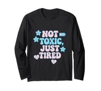 Camiseta Not Toxic Just Tired Pastel con Cita de una Estrella Triste Manga Larga