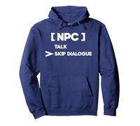Camiseta NPC Skip Dialogues | Camiseta Divertida para Juegos Sudadera con Capucha, Unisex para Adultos, Azul Marino, M
