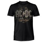AC/DC Camiseta oficial Rock or Bust. Camiseta unisex de algodón. Camiseta Rock de ajuste regular para adulto y niño, Negro , L