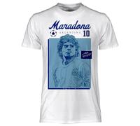 Camiseta Oficial de Perfil de Maradona. Camiseta Unisex de Algodón. Camiseta de Ajuste Regular para Adulto y Niño, Color blanco., L