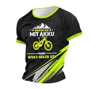 Camiseta Oversize Hombre, T-Shirt Homem Playeras Camiseta con Texto Divertido para Hombre Unter Schätze Niemals Einen Alten Mann Mit Einem E Bike (Black XL)