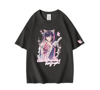 Camiseta Oversize Unisex Comic Princess Kaguya! Kaguya Cat Girl | Gráfica Anime Chou Kaguya Hime!, Regalo para Fans del Manga-Black||s