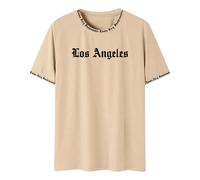 Camiseta oversized para hombre a la moda, cuello redondo suelto, manga corta con gráficos de Los Ángeles, letras creativas, impresión vintage, camiseta de ocio, ropa de calle, tops para hombre