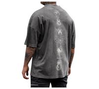 Camiseta oversized para hombre, cuello redondo, manga corta, suelta, de verano, con estampado vintage, camiseta de moda, camiseta larga y holgada, monocolor, básica, deportiva, ropa de calle,