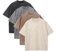 Camiseta oversized para hombre de algodón pesado, corte regular, básico, conjunto de camisetas casuales de verano para hombres tops, M
