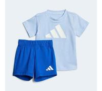 adidas Unisex - Bimbi 0-24 ESSENTIALS BIG LOGO T-SHIRT SET, glow blue/white, 18-24 Months