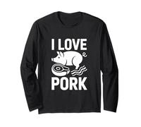 Camiseta para Amantes de la Carne I Love Pork Pig Bacon Manga Larga