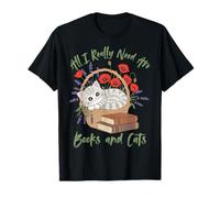 Camiseta para Amantes de los Libros All I Really Need Are Books and Cats Camiseta