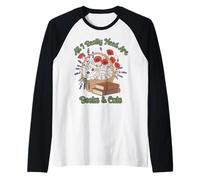 Camiseta para Amantes de los Libros All I Really Need Are Books and Cats Camiseta Manga Raglan