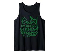 Camiseta para Amantes de los Libros de fantasía Raised by Books and Dragons Camiseta sin Mangas