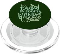 Camiseta para Amantes de los Libros de fantasía Raised by Books and Dragons PopSockets PopGrip para MagSafe