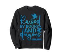 Camiseta para Amantes de los Libros de fantasía Raised by Books and Dragons Sudadera