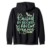 Camiseta para Amantes de los Libros de fantasía Raised by Books and Dragons Sudadera con Capucha