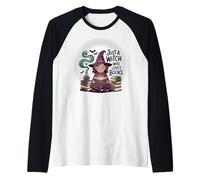 Camiseta para Amantes de los Libros Just a Witch Who Loves Books Camiseta Manga Raglan