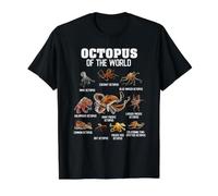 Camiseta para Amantes de los pulpos con Animales del Mundo Camiseta gráfica económica, Hombre, Negro, XL