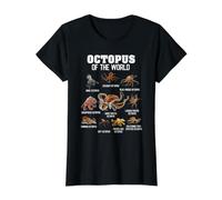 Camiseta para Amantes de los pulpos con Animales del Mundo Camiseta gráfica económica, Mujer, Negro, M