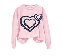 Camiseta para el día de San Valentín 2026 para mujer, primavera, otoño, ocio, moda, estampado de amor, manga larga, sudadera con capucha para 2026, rosa, XXL